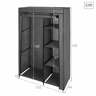 Kledingkast Max Home Donker grijs 105 X 160 X 44 CM 2 Stuks 5