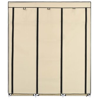 Kledingkast met vakken en stangen 150x45x175 cm stof cr&egrave;me 3