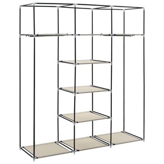 Kledingkast met vakken en stangen 150x45x175 cm stof cr&egrave;me 9