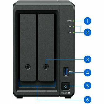 Netwerkopslag NAS Synology DS725+ Zwart AMD Ryzen R1600 6