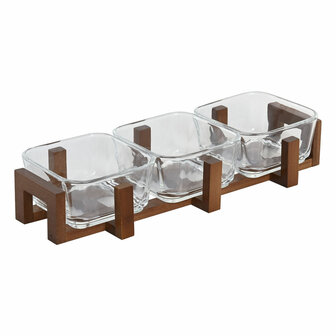 Snackdienblad Home ESPRIT Transparant Natuurlijk 300 ml 32 x 12 x 6 cm 1
