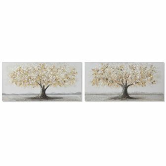 Schilderij Home ESPRIT Gouden Canvas Hout MDF Boomstructuur Traditioneel 120 x 3 x 60 cm (2 Stuks) 1