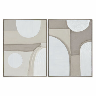 Schilderij Home ESPRIT Wit Beige Abstract Scandinavisch 62 x 3,8 x 82 cm (2 Stuks) 1