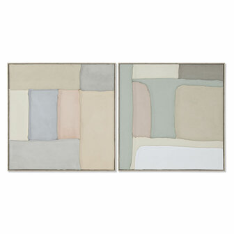 Schilderij Home ESPRIT Groen Beige Abstract Stads 92 x 3,8 x 92 cm (2 Stuks) 1