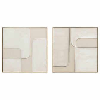 Schilderij Home ESPRIT Wit Beige Abstract Stads 92 x 4,5 x 92 cm (2 Stuks) 1