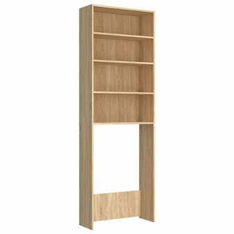 Wasmachinekast 64x24x190 cm wit en sonoma eikenkleurig 2