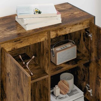 Bijzetkast Rook Eik 79 x 36 x 75 cm Bewerkt hout 4