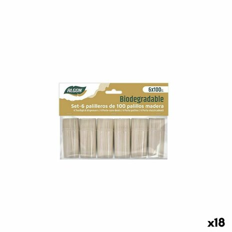 Tandenstokers Algon Hout 600 Onderdelen (18 Stuks) 1