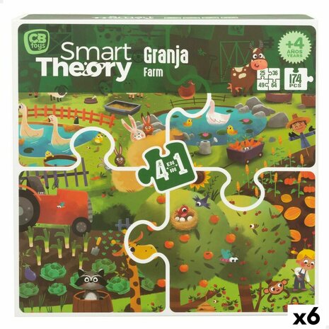 Kinderpuzzel Colorbaby 4-in-1 174 Onderdelen Boerderij 68 x 68 cm (6 Stuks) 1