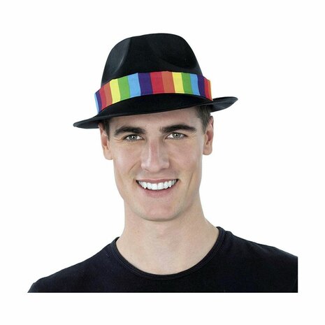 Hoed My Other Me Regenboog Gangster Zwart Één maat 1