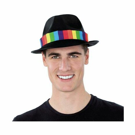 Hoed My Other Me Regenboog Gangster Zwart Één maat 2