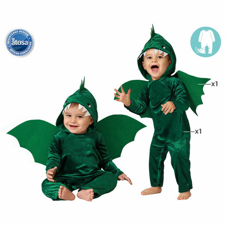 Kostuums voor Baby&apos;s Draak Groen - Maat: 6-12 Maanden 1