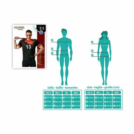 Kostuums voor Volwassenen Zwart Bloederig Rugby (1 Onderdelen) - Maat: M/L 8