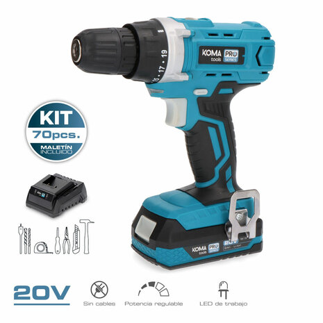 Set met boor en accessoires Koma Tools Pro Series Schroevendraaier 70 piezas 2