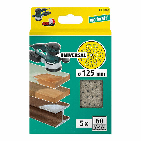 Schuurschijf met meerdere gaten voor excentrische schuurmachine Wolfcraft 1106000 Ø 125 mm 60 g 5 Stuks 2