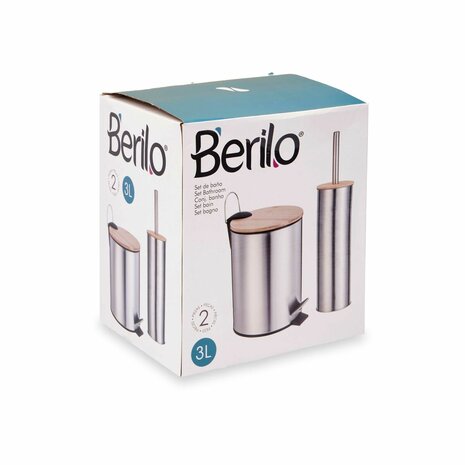 Badset Zilverkleurig Bamboe Roestvrij staal Polypropyleen 2 Onderdelen (6 Stuks) 3