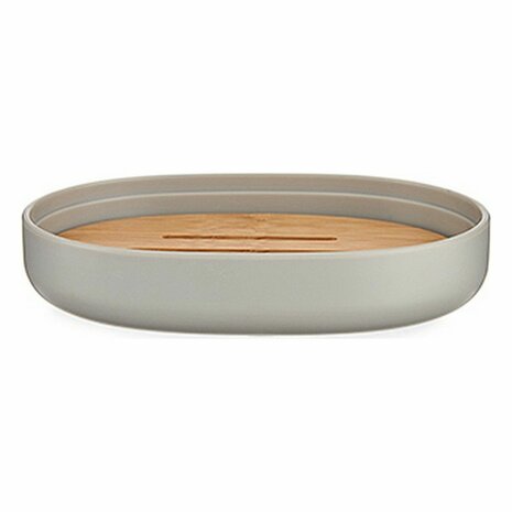 Zeepschaal Grijs Bruin Bamboe Polypropyleen 9,5 x 2,5 x 13 cm (6 Stuks) 3