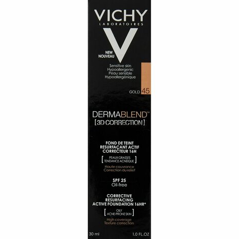 Vloeibare Foundation Vichy Dermablend 3D Make-Up 45-gold Spf 15 30 ml (30 ml) 2