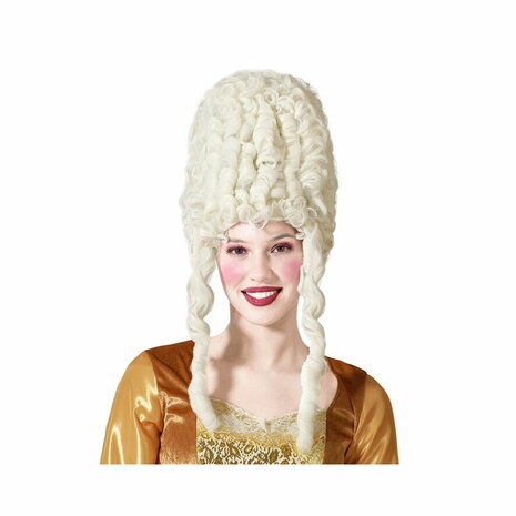Vintage Pruik Wit Krullend Haar 1