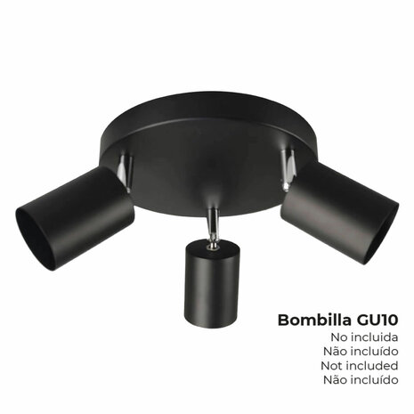 Plafondlamp EDM GU10 50 W Zwart Plastic Ø 20 x 9 x 14,6 cm 2