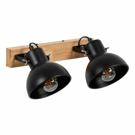 Wandlamp Zwart Beige Hout Ijzer A 220-240 V 36 x 21 x 17 cm 1