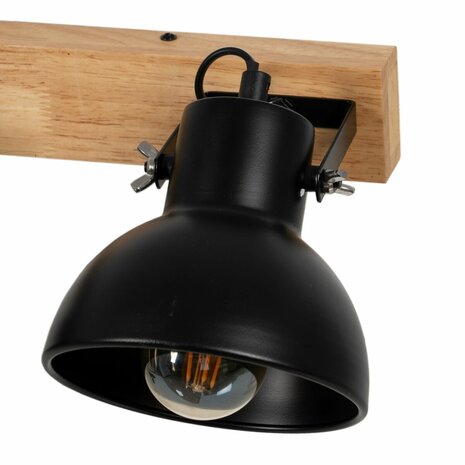 Wandlamp Zwart Beige Hout Ijzer A 220-240 V 36 x 21 x 17 cm 3
