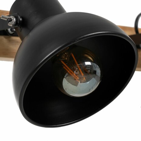 Wandlamp Zwart Beige Hout Ijzer A 220-240 V 36 x 21 x 17 cm 4