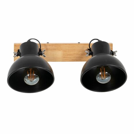 Wandlamp Zwart Beige Hout Ijzer A 220-240 V 36 x 21 x 17 cm 6