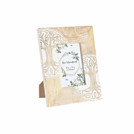 Fotolijsten DKD Home Decor Wit Bruin Hout Kristal Mangohout Boomstructuur Indiaas 20 x 2 x 25,5 cm 1