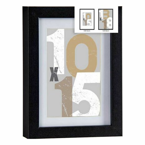 Fotolijsten 16 x 21 x 2,5 cm Zwart Glas Hout MDF (6 Stuks) 2