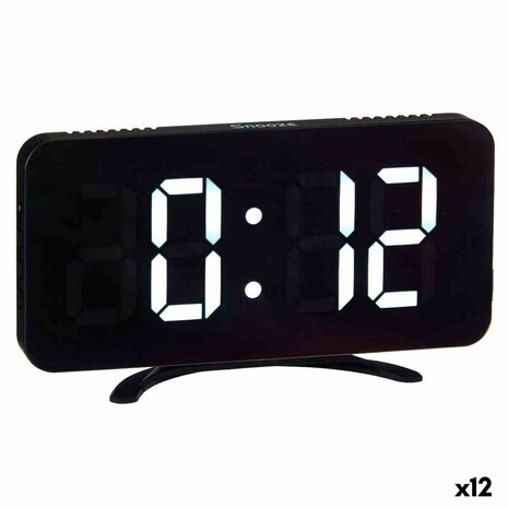 Digitale Tafelklok Zwart ABS 15,7 x 7,7 x 1,5 cm (12 Stuks) 1