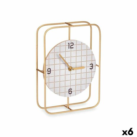 Tafelklok Geruit Zwart Metaal Hout MDF 18,5 x 25,5 x 6 cm (6 Stuks) 1