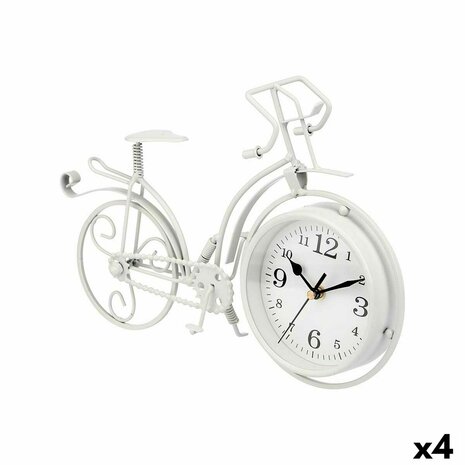 Tafelklok Fiets Wit Metaal 33 x 22,5 x 4,2 cm (4 Stuks) 1