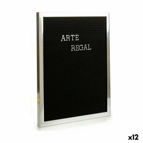 Schilderij Zilverkleurig Zwart Paneel 144 Letters 2,5 x 50,5 x 40,5 cm (12 Stuks) 1