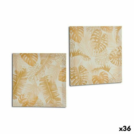 Canvas Blad van een plant Gouden 28 x 28 x 1,5 cm (36 Stuks) 1
