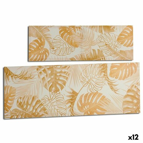 Canvas Blad van een plant Gouden 90 x 30 x 1,5 cm (12 Stuks) 1