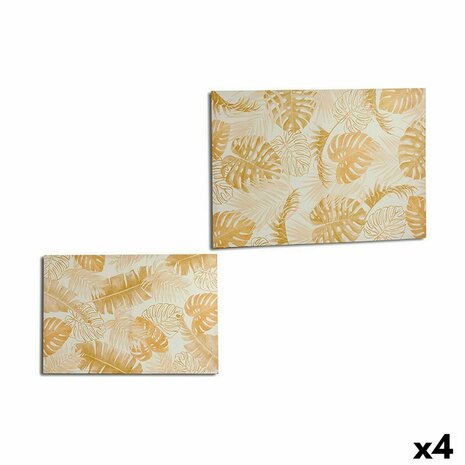 Canvas Blad van een plant Gouden 120 x 80 x 2,5 cm (4 Stuks) 1