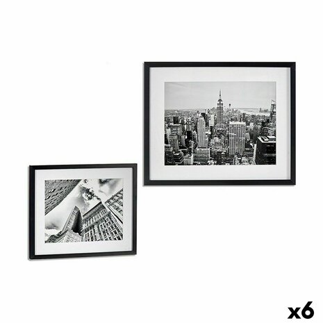 Schilderij Gebouw Hout Glas 43 x 3 x 53 cm (6 Stuks) 1