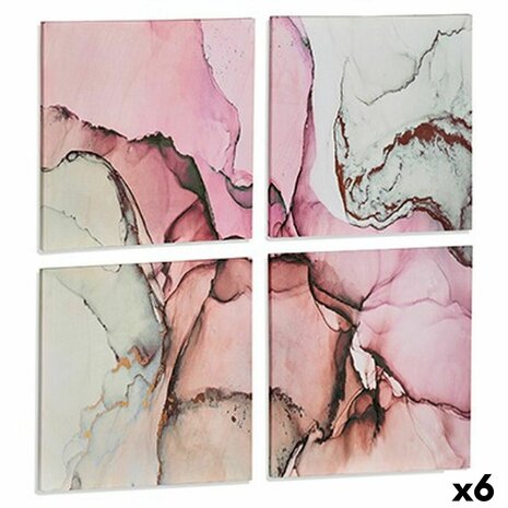 Set van 4 Schilderijen Canvas Roze Marmer 35 x 7 x 35 cm (6 Stuks) 1
