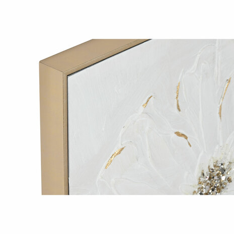 Schilderij Home ESPRIT Wit Gouden polyestyreen Canvas Bloem Shabby Chic 62 x 4,5 x 62 cm (2 Stuks) 2