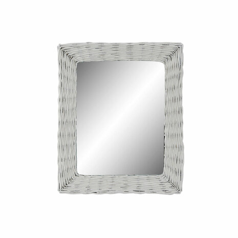 Wandspiegel DKD Home Decor Kristal MDF Wit vlechtwerk Cottage (53 x 63 x 4 cm) (53,5 x 4 x 62,5 cm) 1