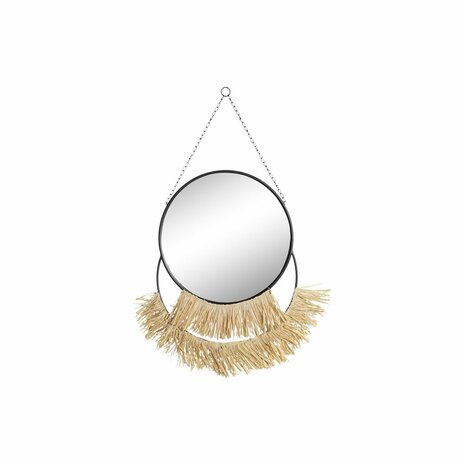 Wandspiegel DKD Home Decor Natuurlijk Zwart Gouden Metaal Vezel Franjes (55 x 2,5 x 83 cm) 1