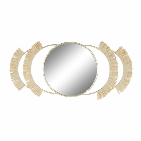 Wandspiegel DKD Home Decor Natuurlijk Gouden Metaal Vezel Franjes (89 x 2 x 40 cm) 1