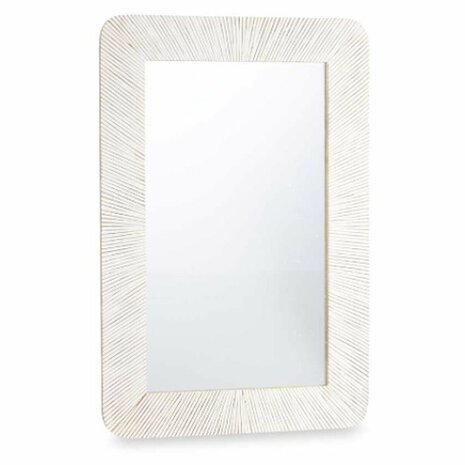 Wandspiegel Wit Bruin Mangohout Strepen 90 x 60 x 2 cm 1
