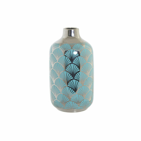 Vaas DKD Home Decor 13 x 13 x 26 cm Porselein Turkoois Orientaals Verchroomd 1