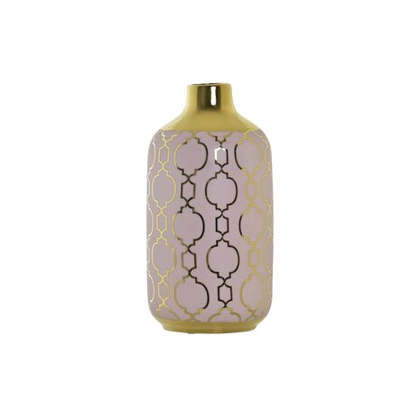 Vaas DKD Home Decor Roze Gouden Porselein Orientaals Verchroomd 13 x 13 x 26 cm 1