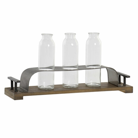 Vaas DKD Home Decor Bruin Zwart Metaal Kristal 45 x 11 x 22 cm (3 Onderdelen) 1