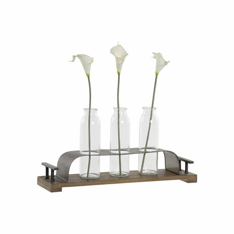 Vaas DKD Home Decor Bruin Zwart Metaal Kristal 45 x 11 x 22 cm (3 Onderdelen) 4