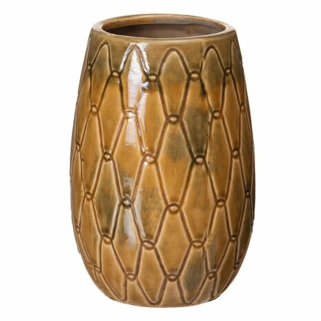 Vaas 15 x 15 x 22,5 cm Keramisch Mosterd 1