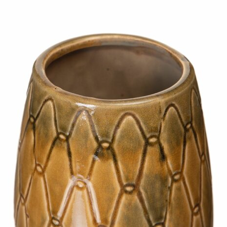 Vaas 15 x 15 x 22,5 cm Keramisch Mosterd 3